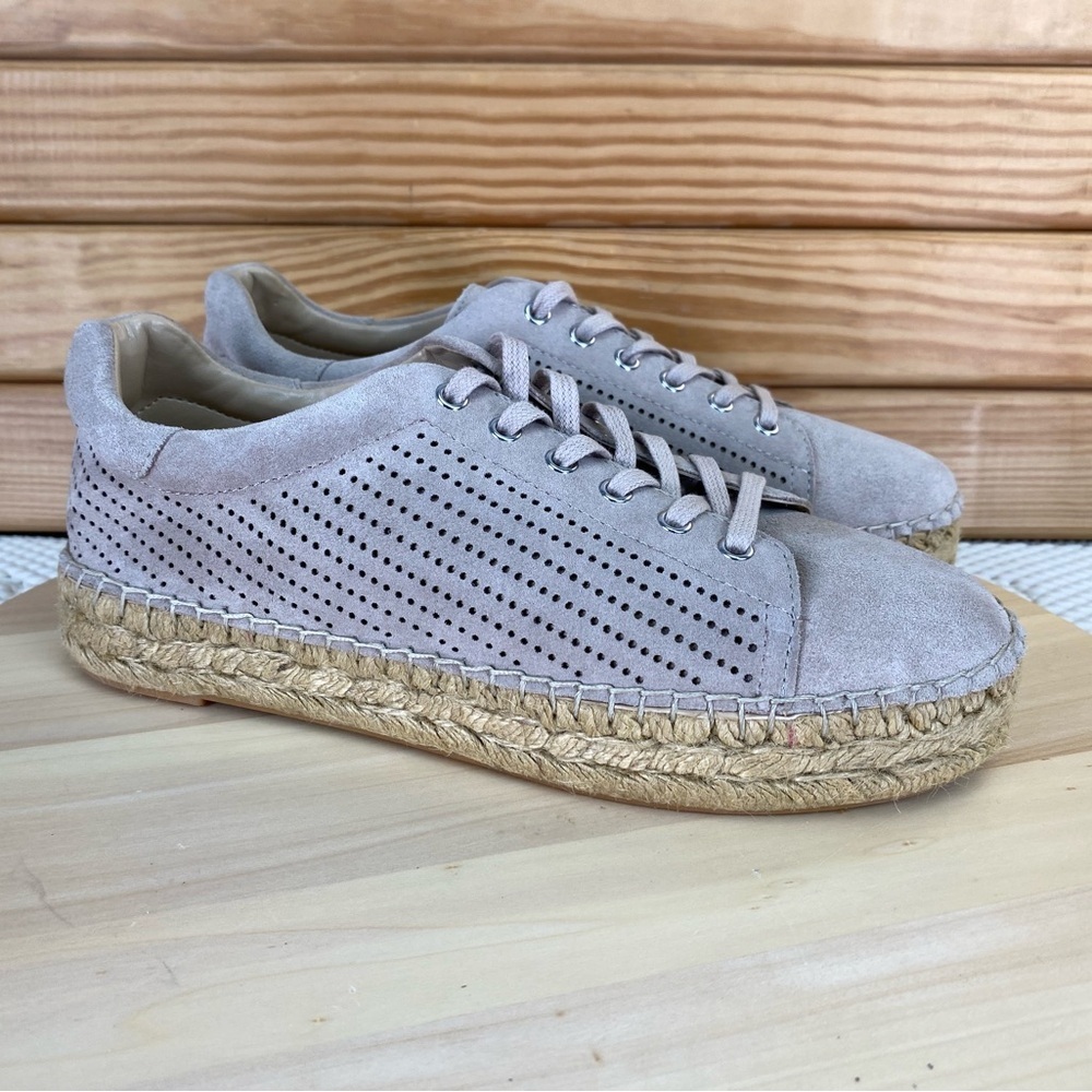 Marc Fisher Tan Suede Mandal Perforated Platform Espadrille Sneakers 9 US Shoes